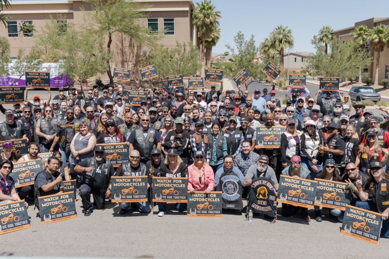 a large group of motorcycle riders gather together for motorcycle awareness day