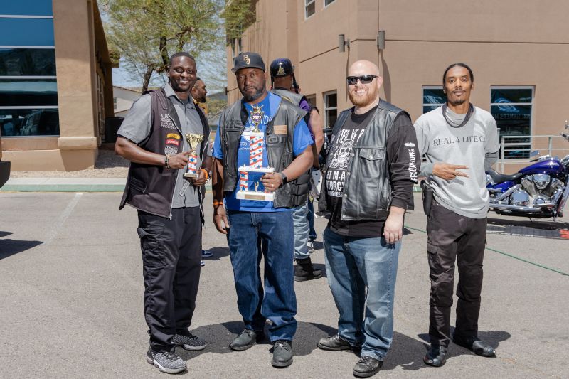 Winners of the Loud Pipes Competition show off their trophies
