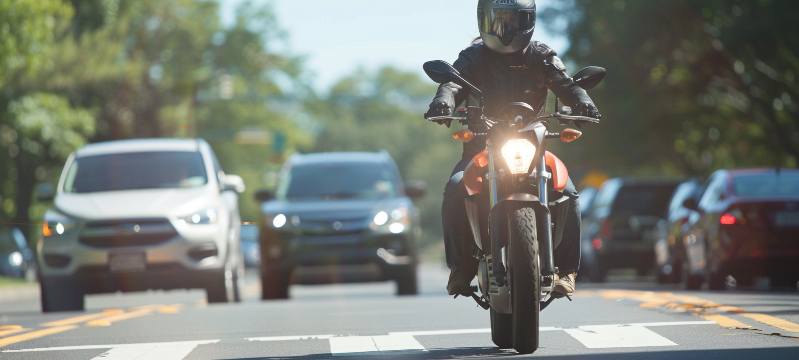 suvs with bad collision warning systems stalk an innocent motorcycle rider
