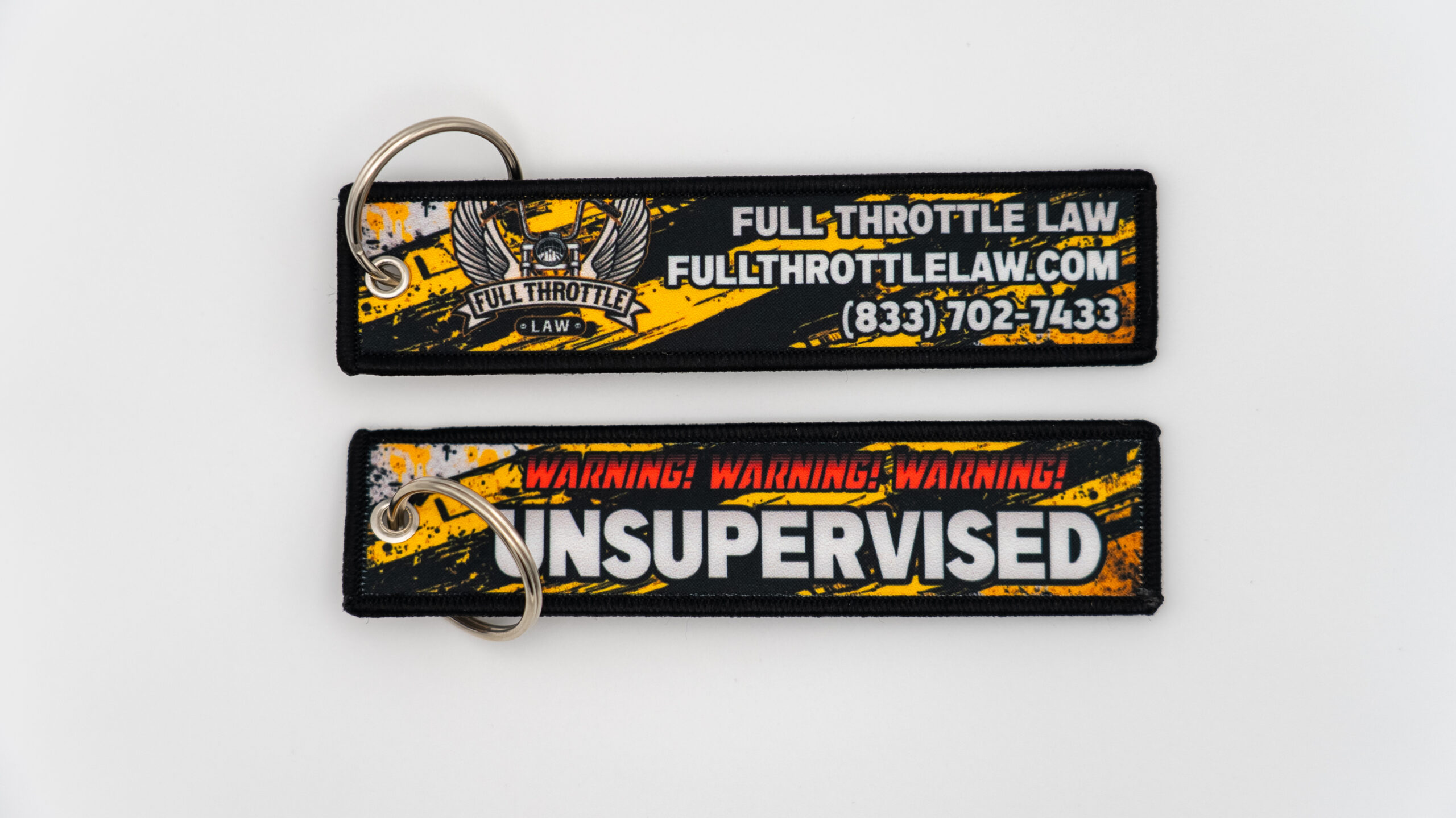 FTL Keychain - Black & Yellow - "WARNING! WARNING! WARNING! UNSUPERVISED"